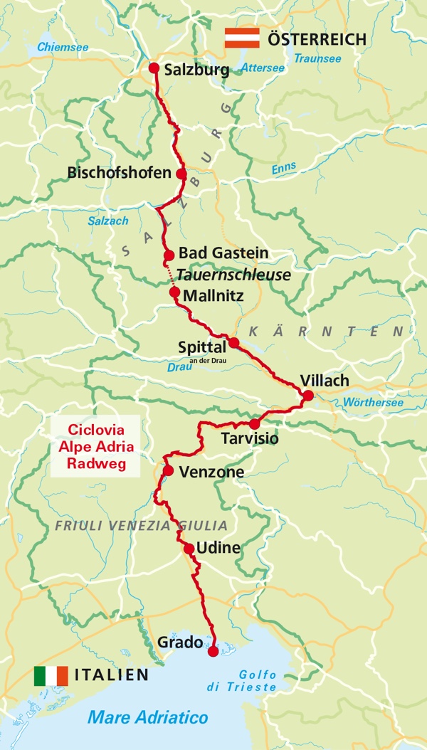 De Alpe Adria Radweg: Van Salzburg naar Grado - Fietsvakanties.net De Alpe Adria Radweg: Van Salzburg naar Grado - Fietsvakanties.net