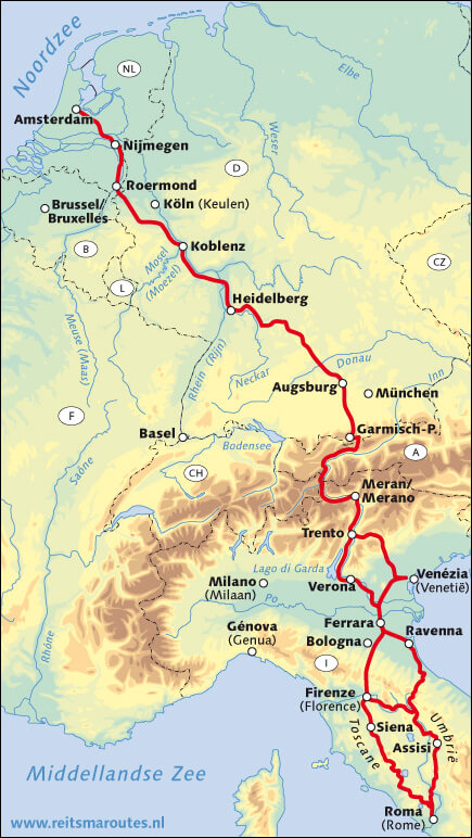 reitsma route naar rome overzichtskaart