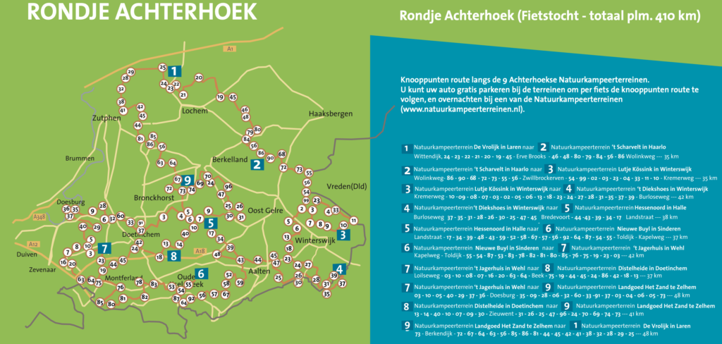 Natuurkampeerterreinen langs Fietsrondje Achterhoek