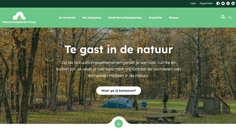 Natuurkampeerterreinen.nl website