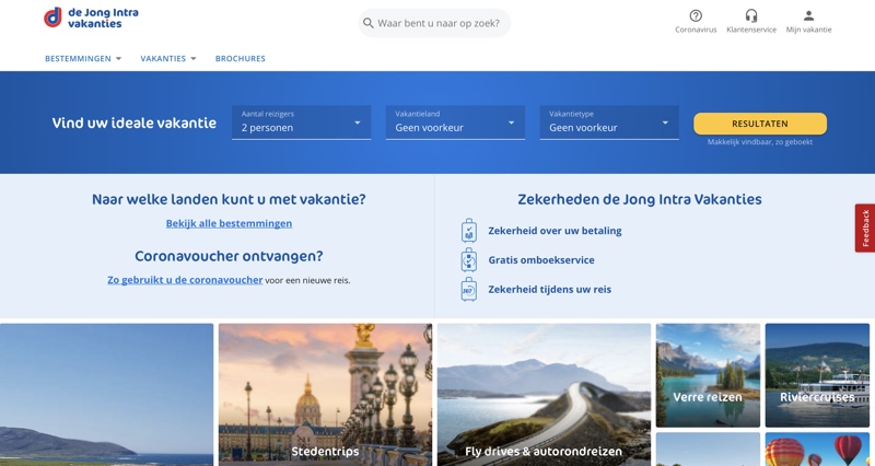 De Jong Intra Fietsvakanties website