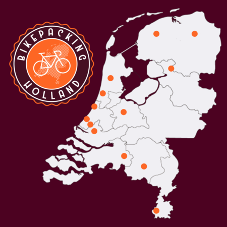 Kaart hostels Bikepacking Holland