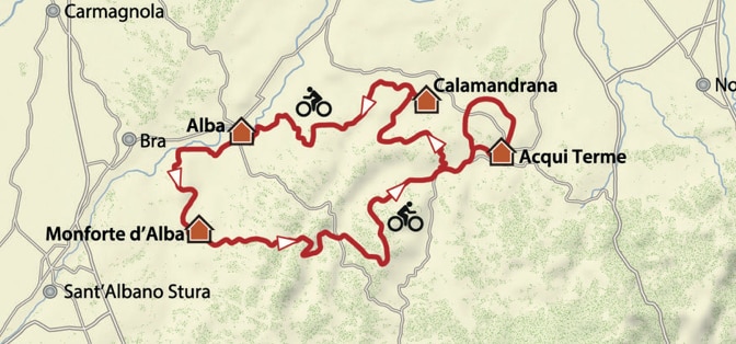 fietsen in Piemonte kaart rondreis